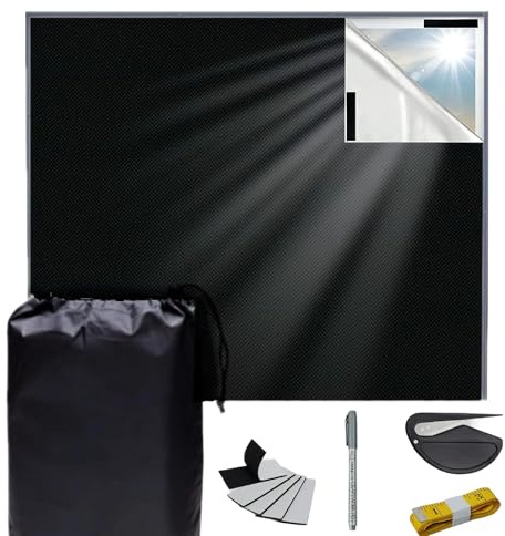 GOZINA 420D 200x145cm Blackout Blinds, Black Out Blinds Stick On for Windows, Temporary 100% Blackout Blinds, Cut to Any Size Included Tools,No Drill Blinds Blackout for Bedroom (Medium(200 * 145cm))