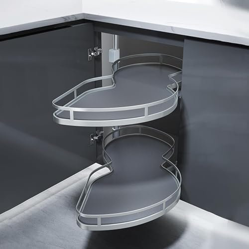 TWHZSAI Corner Kitchen Carousel Organizer Pull Out Spice Bowl Rack Adjustable Trays for Easy Access Ideal for Right Handed Kitchen Corners