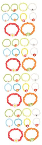 Holibanna 40stücke Teiliges Bunter Perlenringe Mit Blumenmotiv Handgefertigter Elastischer Schmuck Für Tragbar Am Strand Geschenkidee Für Mädchen