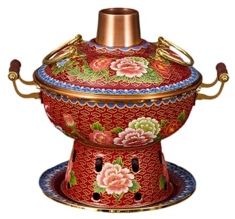SiaBiced Pentola di Cucina in Rame per Shabu Shabu, Ideale per L'uso di Casa E Ristorante, Rosso