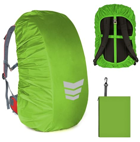 Yesimola - Fundas de mochila impermeables reflectantes de 15 a 25 L, funda de mochila antilluvia y ultraligera, funda protectora para camping, senderismo, viajes, ciclismo, color verde