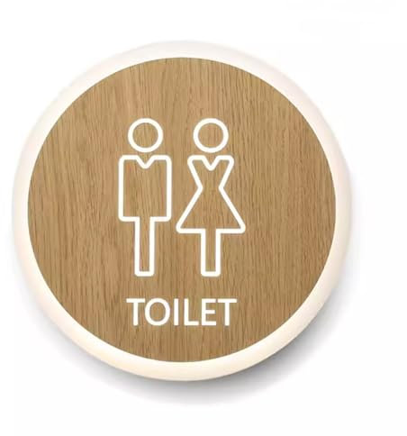 Cartello luminoso per la toilette, Insegna luminosa rotonda da 8 pollici for bagno, installazione a parete, for bagno(A)