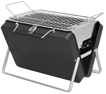 PQPQLI Barbecue Portatile Leggero Barbecue A Carbonella Barbecue Carbonella Piccolo da Balcone BBQ Barbecue Grill Barbecue Piccolo Compatto Design Moderno(Black,38 * 27.5 * 25.6cm)
