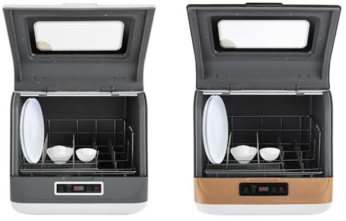 Lavastoviglie portatile per piano di lavoro, 3 modalità di lavaggio, mini lavapiatti, lavabo, 35 cm, 800 W (bianco)