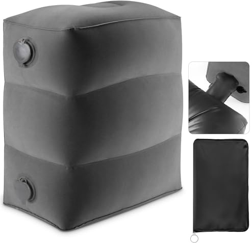 Maliton Reposapiés Inflable para Avión, Viajes Inflable Reposapiés, Fácil de Inflar, con Práctica Bolsa – Para Avión, Coche, Oficina, Para Dormir en Vuelos Largos para Niños (Gris Oscuro, 1 Pieza)