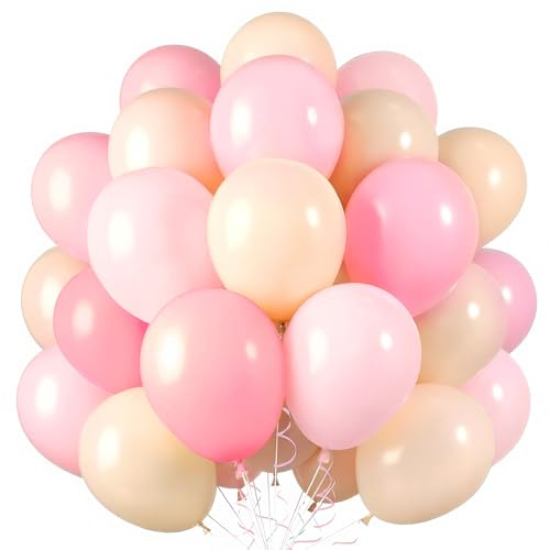 60pcs Luftballons Rosa Nude,12in Pink Latex Luftballon für Mädchen Geburtstag Girlande Luftballon Braut Babyparty Hochzeit Abschlussfeier Jahrestag Dekorationen