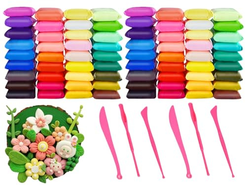 Plastilina per Bambini,72PCS Pasta Modellabile Bambini,Argilla da Modellare,Air Dry Clay,Fommy Modellabile,Pasta Modellabile Magica Essiccante all'Aria per Bambinis,Pasta da Modellare Autoindurente