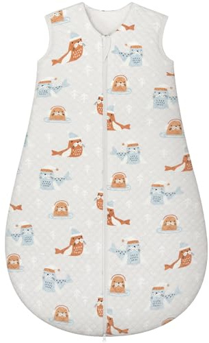 Yukkidds Schlafsack Baby 2.5 Tog 100% Baumwolle Babyschlafsack Warm Winterschlafsack Neugeborene im 0-6 Monate Perfekte für Winter (Khaki-Robbe)