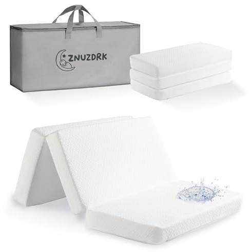 ZNUZDRK Pack and Play Mattress 38x26, Tri-fold Portable Pack N Play Mattresses for Playpens, Dual-Layer Crib Mattress with Waterproof Washable Breathable Cover for Infants and Toddlers