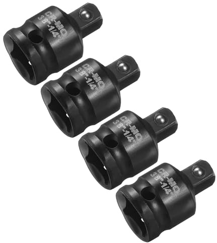 sourcing map 4pcs Impact Socket Adapter 3/8 Female to 1/4 Male Square Drive Reducer Standard SAE CR-MO Steel Converter Impact Driver Ratchet Wrench Breaker Bar Conversion, Black
