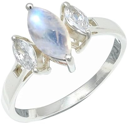 SILVERTROVE Ädelstensring för kvinnor och män, 925 sterlingsilver, alla storlekar, handgjorda, CRG1244AA, 65 (20.7), Ädelmetall Ädelsten, Månsten