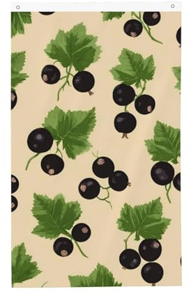 Banderas de grosella negra de 3 x 5 pies, diseño de hojas verdes, bandera de jardín de doble cara para casa, patio, exterior, interior, fiesta, decoración