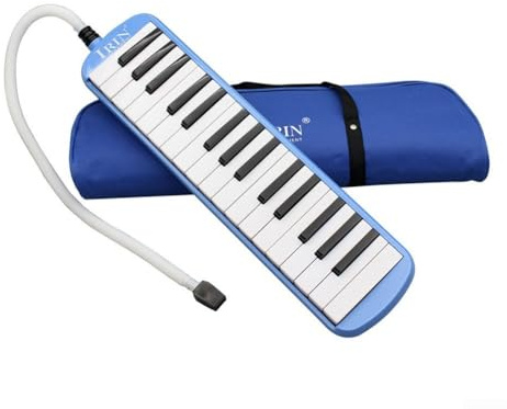Besshepplo Melodica tragbare Musiktastatur mit 32 Tasten, mit Tragetasche für Anfänger und Studenten, Musikerziehung, Kinder und Erwachsene, Kunststoffkörper, langer und kurzer Mundstück (blau)
