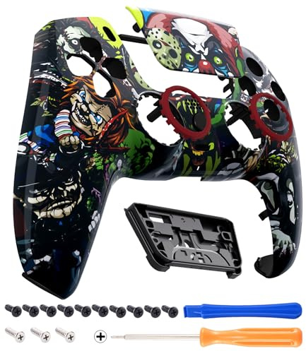 eXtremeRate LUNA Redesigned Front Shell Touchpad Compatible with ps5 Controller BDM-010 020 030 040 050 060, Scary Party Replacement Faceplate Case Cover Compatible with ps5 Controller