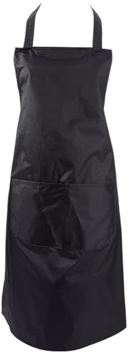 BEAMARKER Delantal Negro con Bolsillos para Hombres Y Mujeres, Resistente Al Agua Y Al Aceite, Delantal con Peto Y Cintas Largas para el Hogar, Cocina, Restaurante, Chef, Camareros, Cocinar, Hornear,