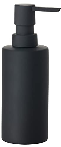 Zone Denmark Solo Seifenspender, Flüssigseifenspender, Badaccessoires, Porzellan mit Soft Touch-Beschichtung, 6x15,5 cm, 0,3 Liter, Schwarz