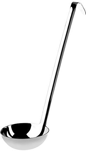 recus Soup Ladle, Stainless Steel, Professional Serving Ladle with Long, Hooked Handle, Bottom Ladle for Sauce, Soup, Stew, Cooking, Sauce Spoon, Kitchen Utensil, Silver (10cm/190ml)