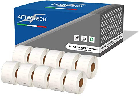 Aftertech 10x 99012 36 x 89 mm Rollen kompatible Klebeetiketten (260 Etiketten/Rolle = 2600 insgesamt) für Dymo LabelWriter Seiko SLP Etikettendrucker S0722400 10x99012