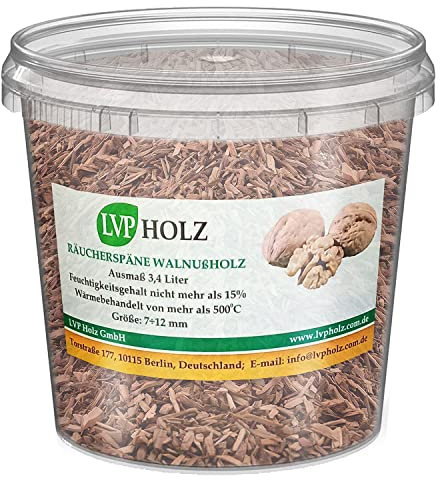 LVP Holzum Räuchern und Grillen, Räucherholz, Smoke im Eimer (Walnuß, 3.4 Liter)