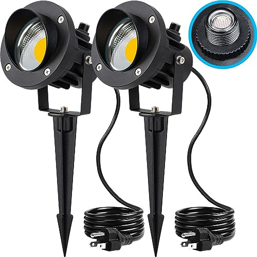 SUNVIE Outdoor LED Spotlight with Dusk to Dawn Photocell Light Sensor 20W Landscape Lights 120V AC 3000K Warm White Waterproof Landscape Spotlights for Yard Tree Flag Garden Decor 6 FT Cord(2 Pack)