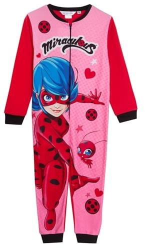 Miraculous Combinaison Pyjama en Polaire pour Filles Coccinelle Tout-en-Un pour Enfants, Costume de Jeu, Pyjama à Fermeture éclair, Rose, 4-5 Years
