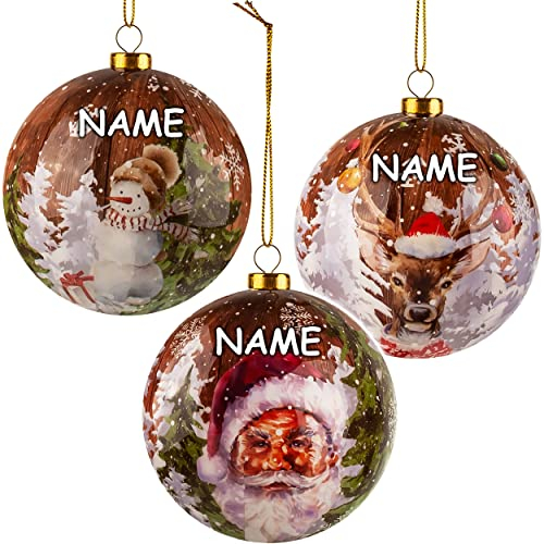 alles-meine.de GmbH 3 Stück große Weihnachtsbaumkugeln Weihnachten Innen & Außen - inkl. Name - bruchfest - Kunststoff - wetterfest + wasserfest - Ø 8 cm - Winter - Weihnac..