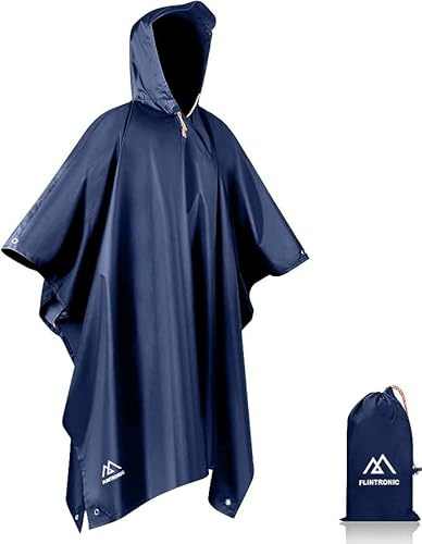 flintronic Poncho Pluie Imperméable avec Capuche, Poncho Imperméable Multifonctionnel 3 en 1, Poncho Pluie Réutilisable Hommes Femmes, Veste Cape imperméable pour Camping Randonnée Vélo Pêche Voyage