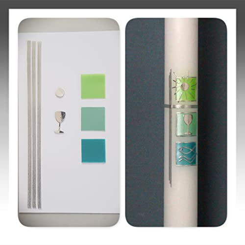 Silkes-Kerzenladen BASTEL-SET für Kommunionkerzen und Taufkerzen Motiv + Beschriftung ! MS-09