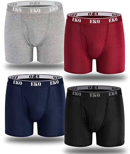 EKQ Bamboo Mens Boxer Shorts Multipack 7 Pack Breathable Mens Underwear Boxers Briefs with Open Fly Pouch Sports Underpants Moisture Wicking