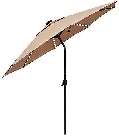 Appliques murales,Parasol de Jardin LED Balcon Patio Terrasse Lumière Umbrella | 9 Pieds | Inclinable/manivelle/Panneau Solaire/Interrupteur d'éclairage, pour fête/Plage