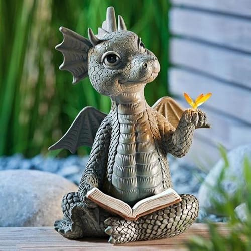 Innenhofdrachen-Skulptur Wanddekoration, wetterfeste Harzstatue, Miniaturen, schöne Harz-Garten-Drachen-Statue, Kunstfiguren, Dekoration, Ornamente für Terrasse, Hof (Stil C)
