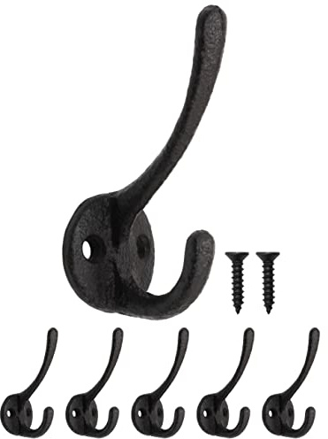 Fuxxer® Rustikale Eisen-Haken, Garderoben-Haken, Gusseisen Design, 5er Set, schwarz braun
