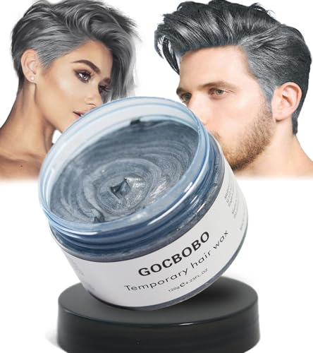GOCBOBO Cera de Color Temporal Para el Cabello Lavable Gris - Tinte Para Hombres y Mujeres - DIY Peinado Para Fiesta Cosplay Halloween 4.23 Oz