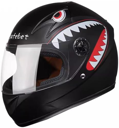 Kinder Motorradhelm Integralhelm mit Visier Motorrad Moped Helm Rollerhelm Kinder Fahrradhelm Komfortable Schutzhelme für Jungen und Mädchen A,52-54CM
