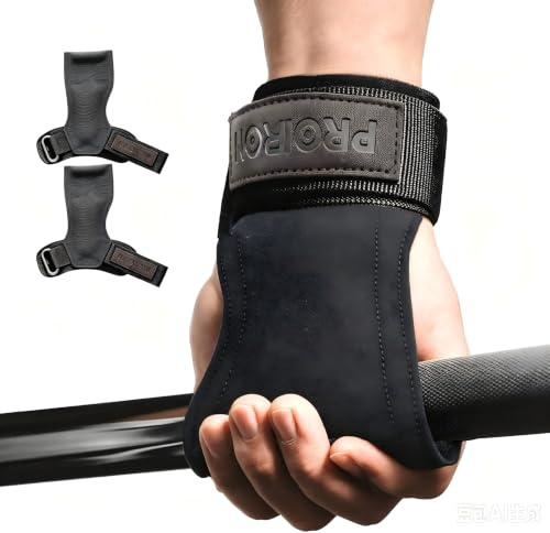 PROIRON Sangle Poignet Musculation Crochet Musculation Sangle Tirage Musculation Versa Gripps,Convient pour l’haltérophilie, Les Tractions, l’Aviron avec Haltères