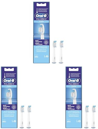 Oral-B Pulsonic Clean Aufsteckbürsten für Schallzahnbürsten, Zahnbürstenaufsatz für Oral-B Schallzahnbürste,2 Stück (1 er Pack) (Packung mit 3)