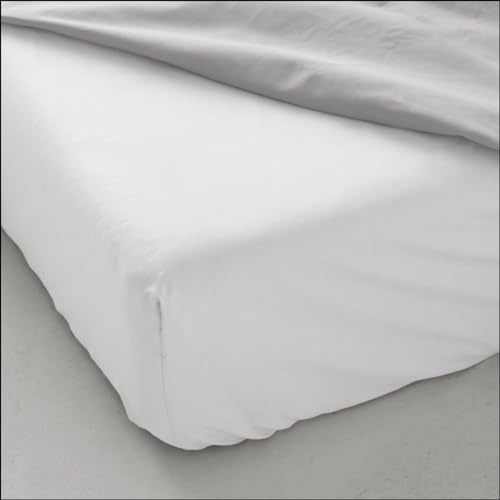 Pack 2 Sabanas Bajeras 150x190 Ajustables - Sabanas Algodón 50% - Poliéster 50%, Blanco, Ecológico, Tacto Suave, Tejido Resistente y Sin Químicos. Alta Comodidad. (2, Cama 150 x 190/200 cm)