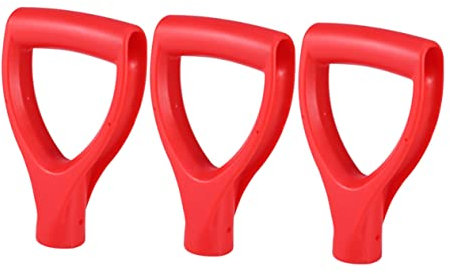 Mipcase Manico per Pala da Scavo in Plastica Rossa Ergonomica con Apertura, Ricambio 3 Pezzi per Manico di Pala da Giardino