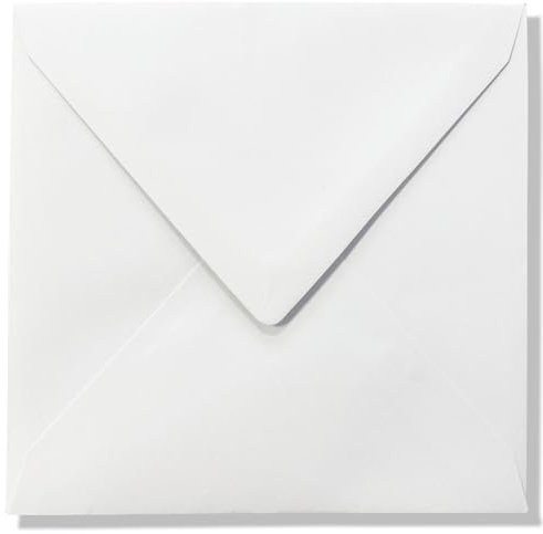 Cards & Crafts Luxuriöse Quadratische Briefumschläge - 15 x 15 cm - 110 g/m² - 100% FSC (Weiß, 100)