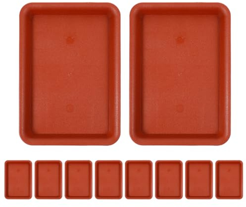 HANABASS Sottovaso Rettangolare in Plastica per Vasi da Interno ed Esterno, Confezione 10 Pezzi, Previene Fuoriuscita Acqua e Mantiene Superfici Asciutte