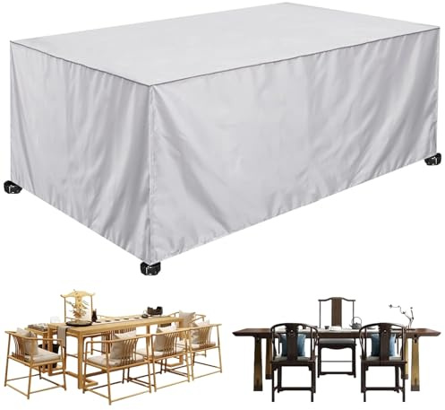 XUEQXUE Housse Salon de Jardin, Bache Table Exterieur 80 x 170 x 80 cm Housse de Protection Anti-UV Résistant Froid Coupe-Vent, 420D Housse Table de Jardin, pour Canapé,Chaise,Tables, Ivoire