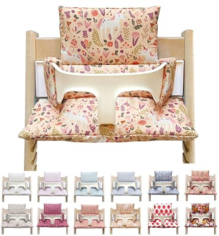 Blausberg Baby - Sitzkissen Set ABWASCHBAR kompatibel mit Stokke Tripp Trapp Hochstuhl Materialien Oek-Tex Standard Zertifiziert - Made in Germany (Einhorn Pferd Rosa Peach)