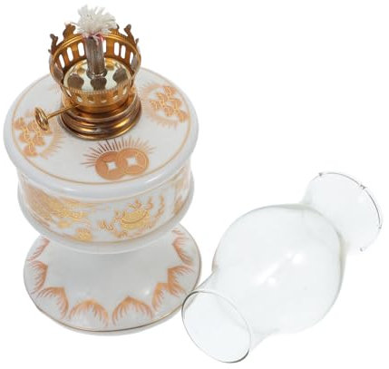 HOMOCONO Petroleumlampe Vintage Mit Keramikkammer Und Glas Öllaterne Für Innenbeleuchtung Und Outdoor-aktivitäten Rustikales Öllichtdesign