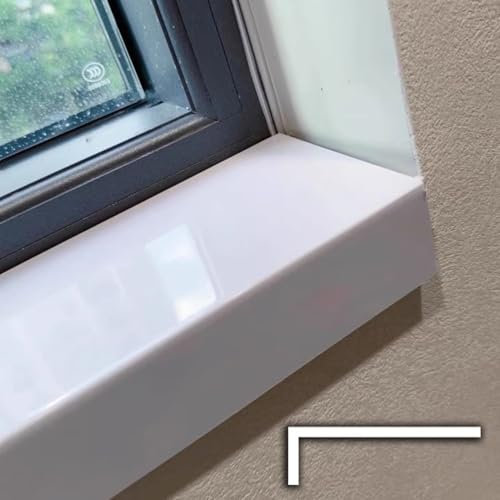 (en:Fensterbank-Abdeckung, weiße breitere Fensterbank, wasserdichte Abdeckung, L-Form, Acrylfliesen-Finish, Fensterbankschutz, individuelle Fensterbankabdeckung für Zuhause (L x B) 160 x 35 cm (L x