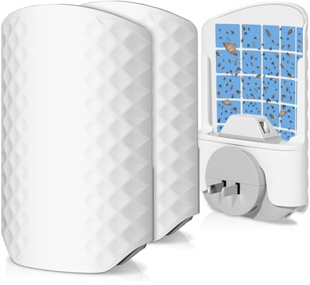 WowCatch Flying Insect Trap for Indoors, Bug Killer Light Trap for Fruit Flies, Gnats, Moths, and Houseflies, 2 Devices + 8 Refills, Best Fly Traps for Home, Kitchen, Bedroom, Plant Area, Clearance