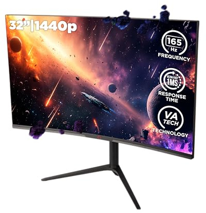 Konix Curved Gaming Monitor 32“ Cosmos PC, PS5, Xbox - Auflösung 2.560 x 1.440 px - 165 Hz - 1 ms - FreeSync - 2 x HDMI 2.0 - DisplayPort - VA-Platte