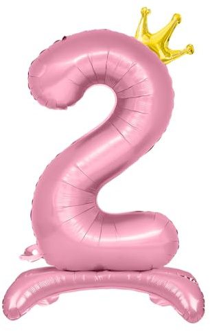 Luftballon 2. Geburtstag, Stehend Folienballon 2 Zahlen Luftballon Rosa 32/81cm Folienballon Geburtstag Deko Mädchen
