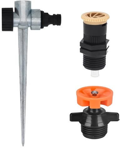 Verstellbarer Sprinkler-Bodeneinsatz,360-Grad-Kreisbogen-Regner,Integrierte Externe Drahtstreudüse,Impulsregner,Verstellbares Design,Geeignet für Gartenrasen und Hofbewässerung