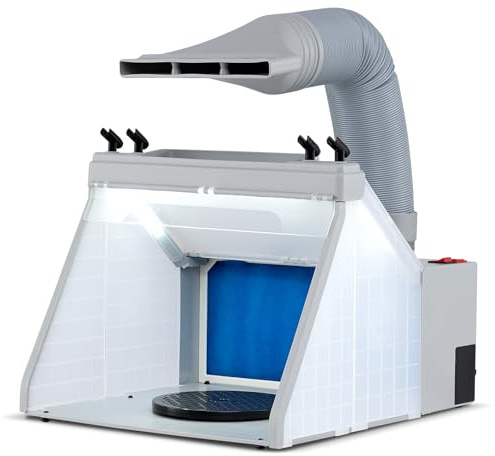 COSTWAY Airbrush Absauganlage 4m³/min, mit 3 LED-Lichtern und 19 cm Drehteller, beleuchteter Malstation mit Lüfterfilter, Farbnebel Sprühnebel Filter für Malerei Handwerk