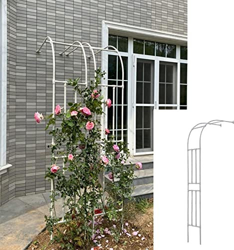 HFVUYAR Arche de Jardin en métal, pergola Murale à Fixation Murale, pour Plantes grimpantes, Blanche, 1,2 x 2,4 m